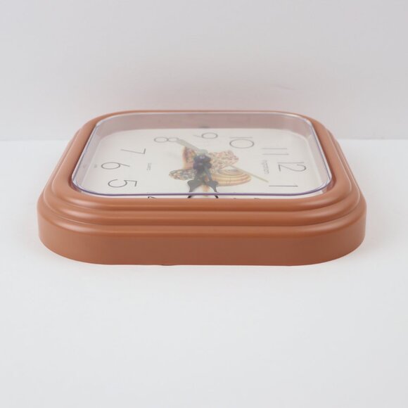 Ingraham Vintage Shells Plastic Square Quartz Salmon Pink Wall Clock Made in USA - Picture 6 of 12